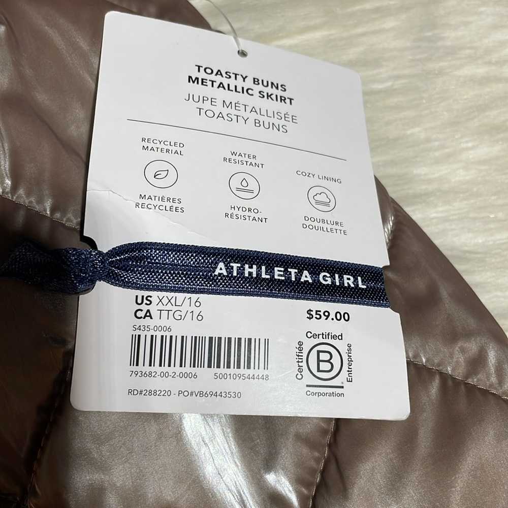 #0066 ATHLETA GIRLS. Size 16 fits like a Juniors 3-5 Metallic Mocha Puffer Skirt - Picture 4 of 10